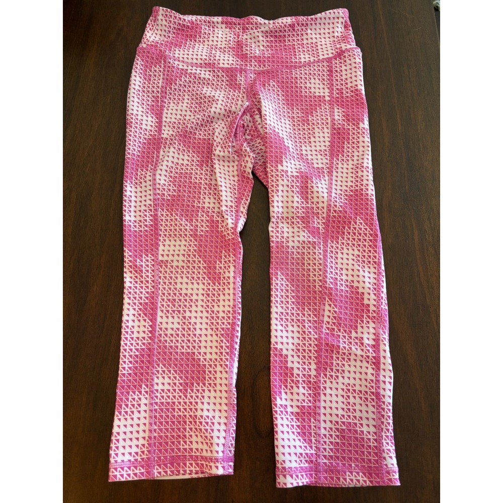 Old Navy Active Pink White Geometric Triangle Print Go-Dry Capri Leggings Medium